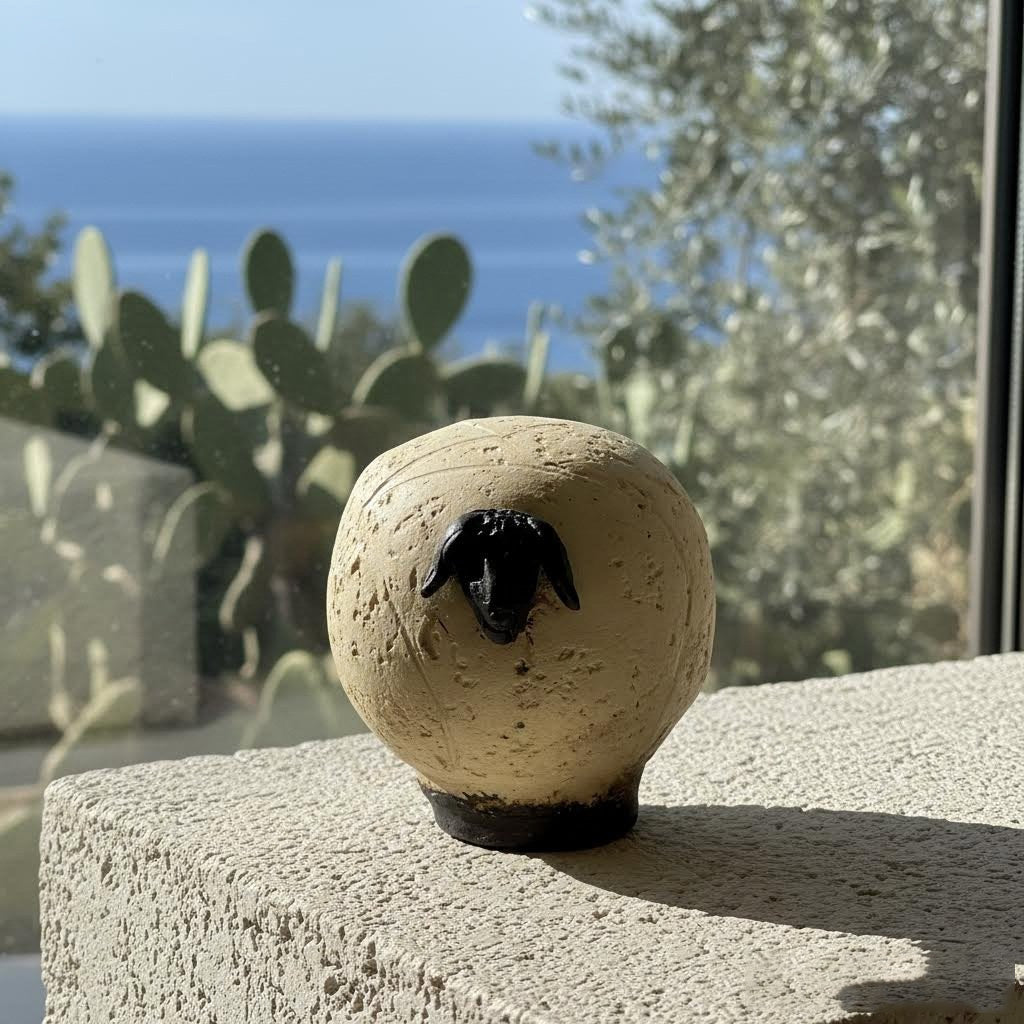 scultura contemporanea bre.bei chiara in gres ecru e nero-phaniac