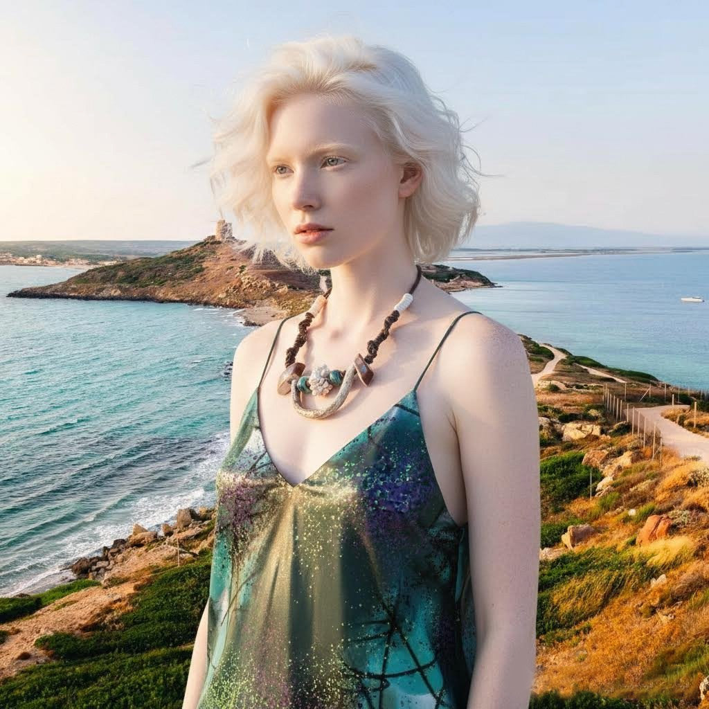 collana tharros artigianale in ceramicae macrame-phaniac
