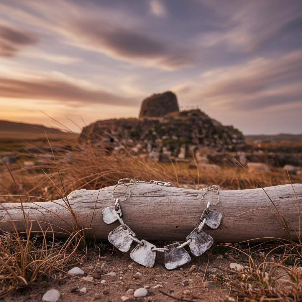 collana artigianale in ceramica smaltata argento e acciaio algas -phaniac