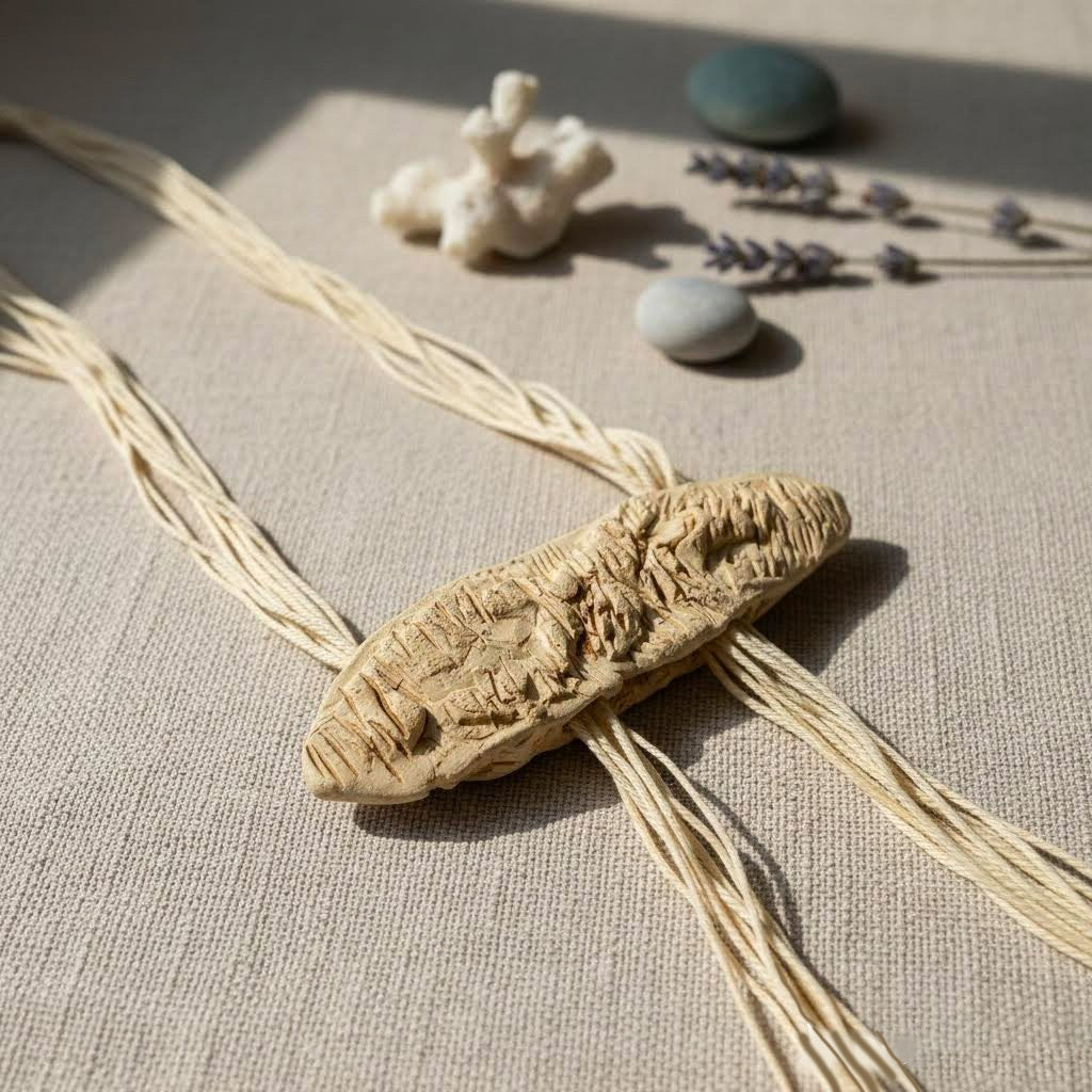 collana artigianale Neptune lecru' unga neptune in corda e gres -phaniac