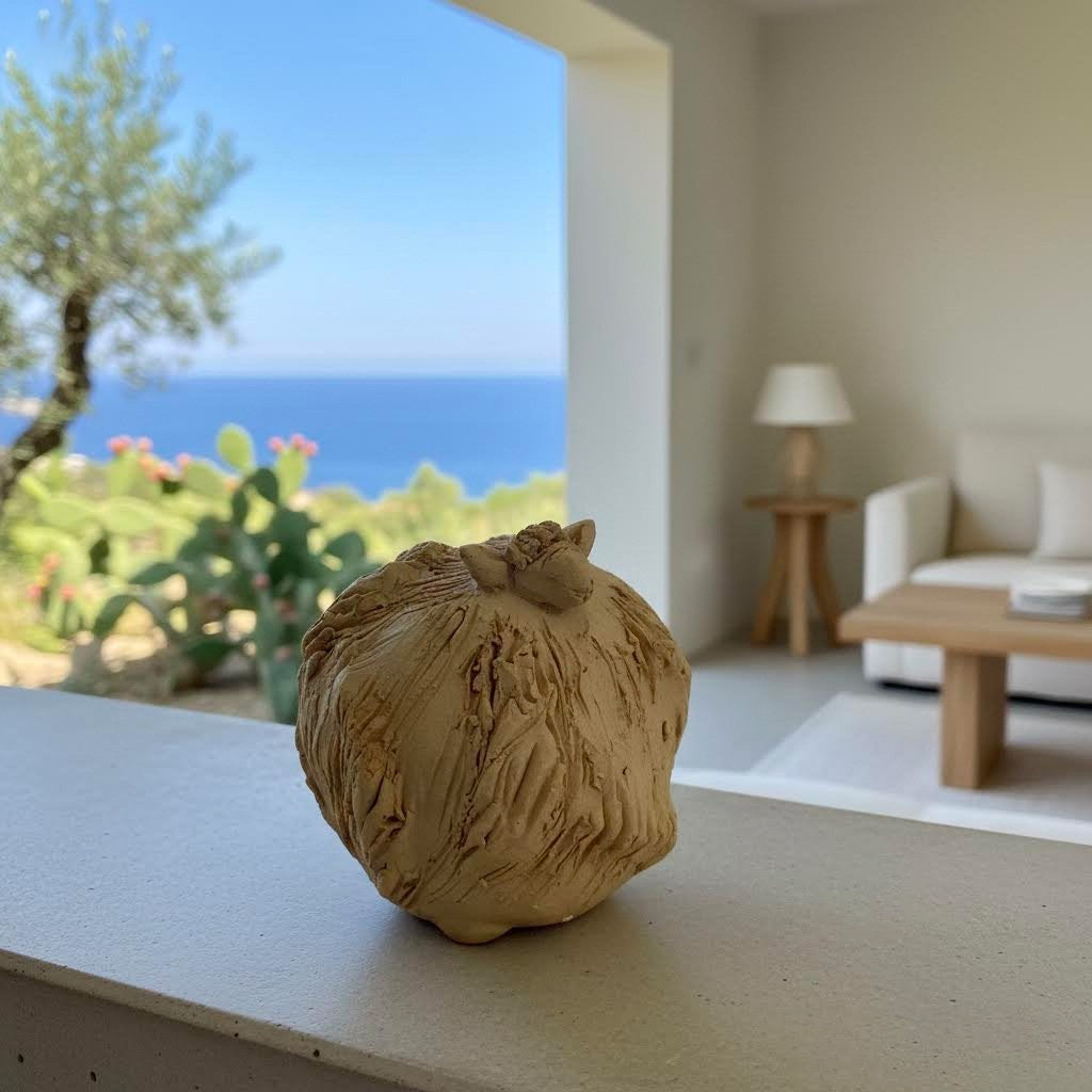 Montone in ceramica artistica gres beige -phaniac