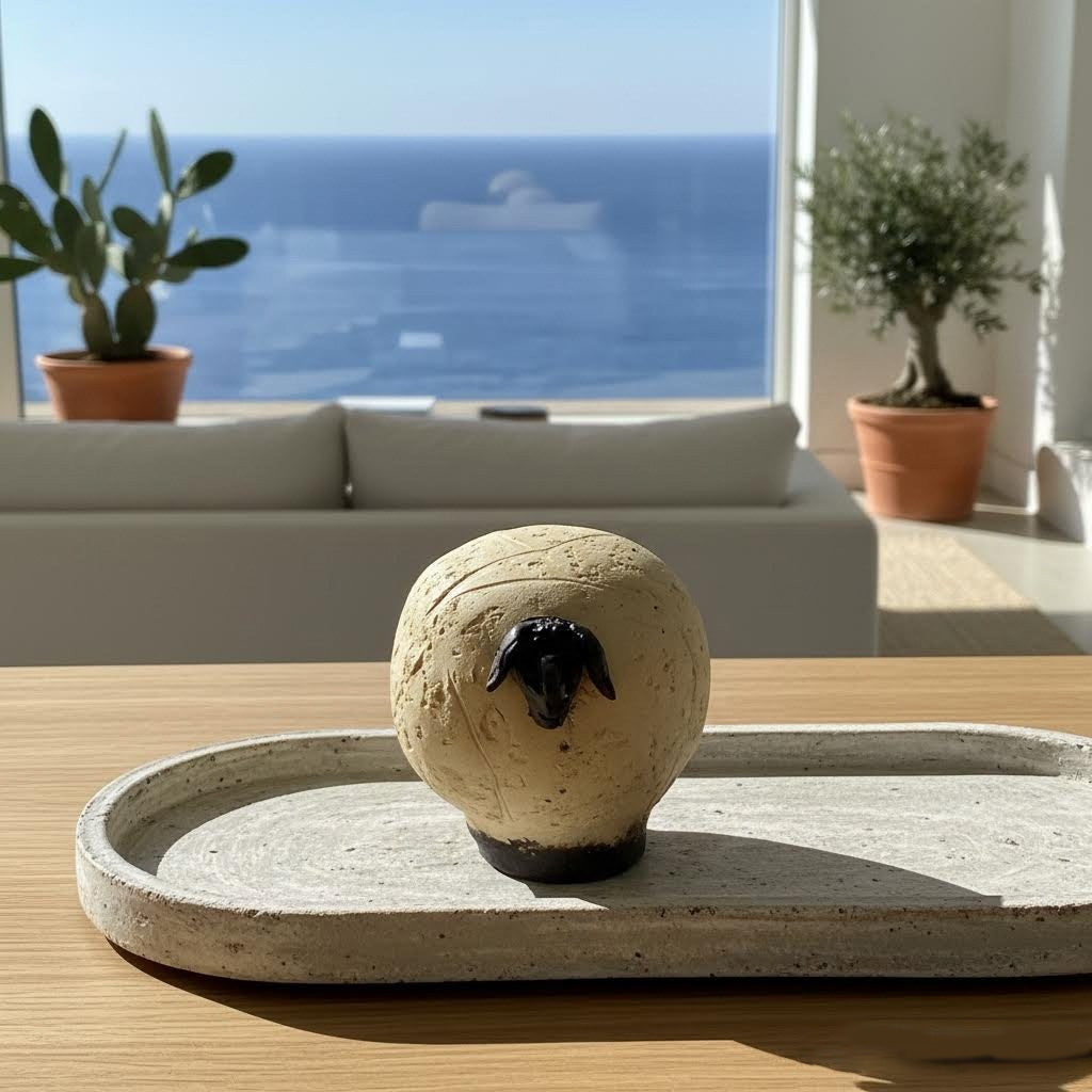 scultura contemporanea bre.bei chiara in gres ecru e nero-phaniac