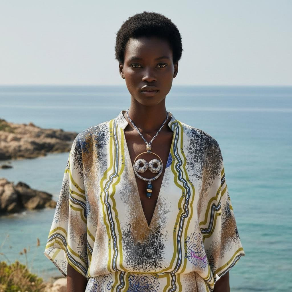 collana artigianale ultramar sand in crochet e lapislazzuli -phaniac