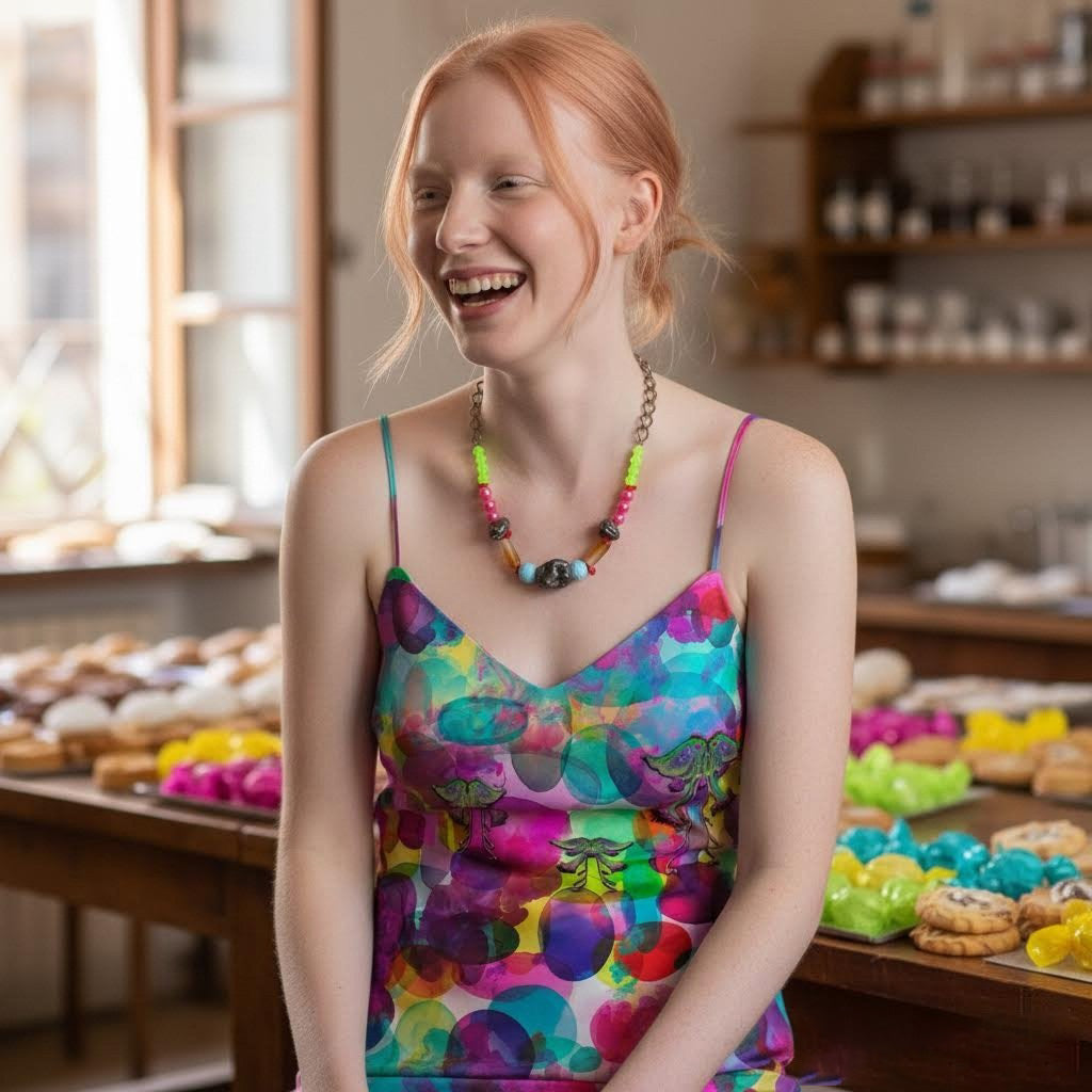 collana artigianale multicolr con ceramica Gueffus-phaniac