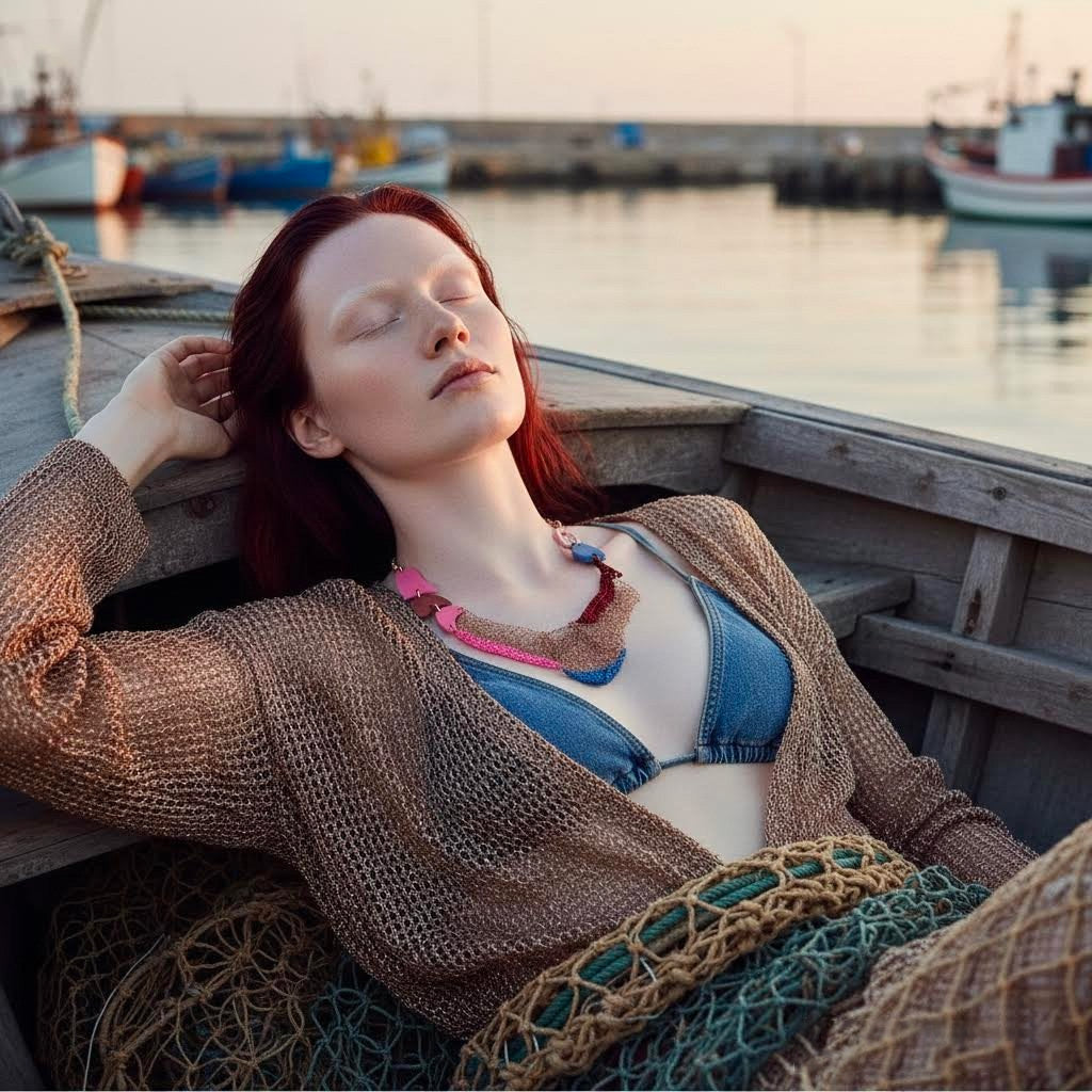 Collana Artigianale Filus Tramontana in crochet rame e viscosa-phaniac