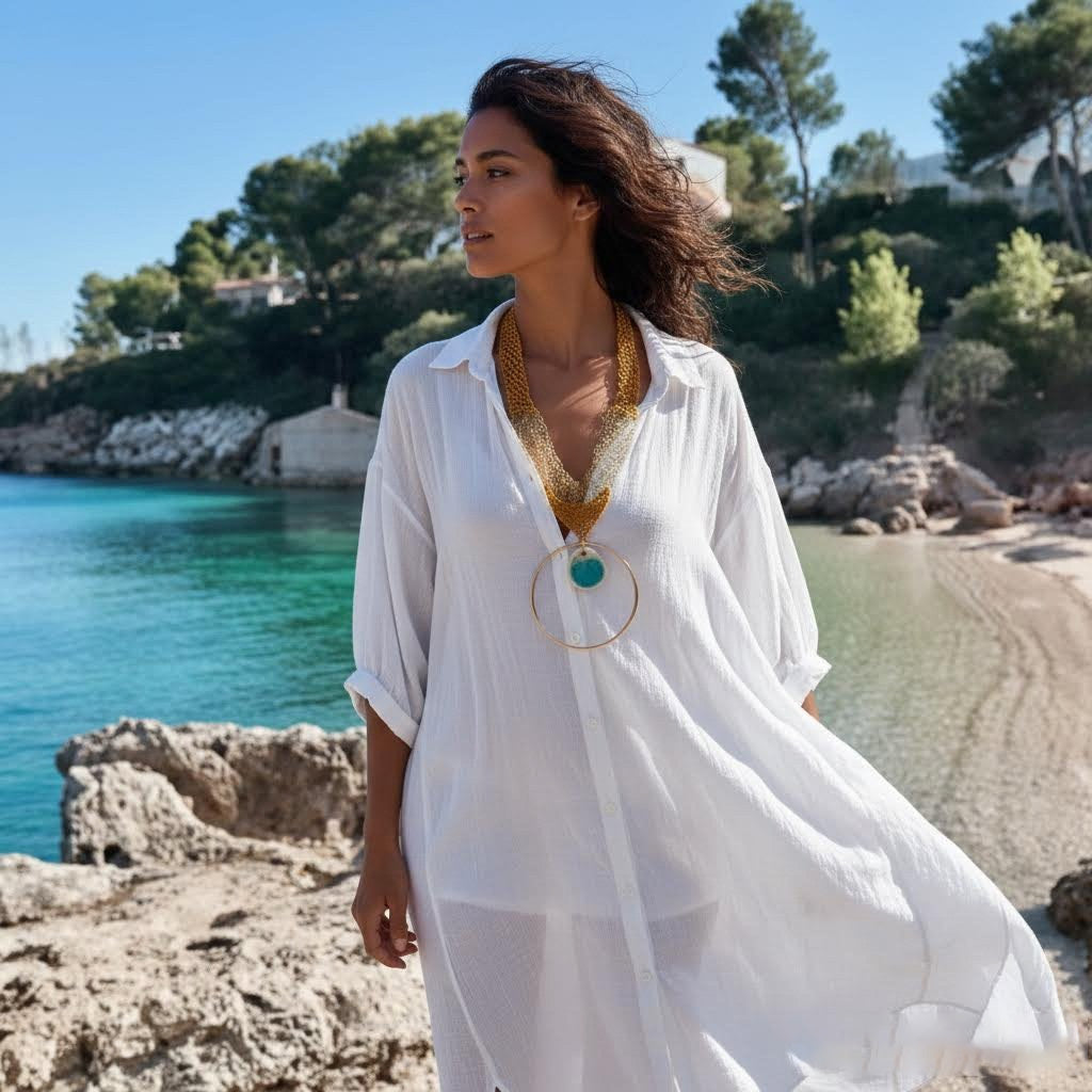 collana artigianale Nora crochet, ceramica e metallo dorato-phaniac