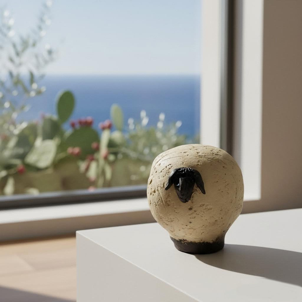 scultura contemporanea bre.bei chiara in gres ecru e nero-phaniac