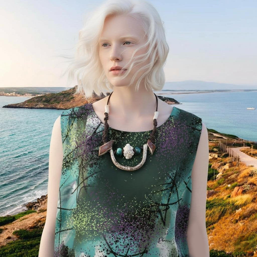 collana tharros artigianale in ceramicae macrame-phaniac