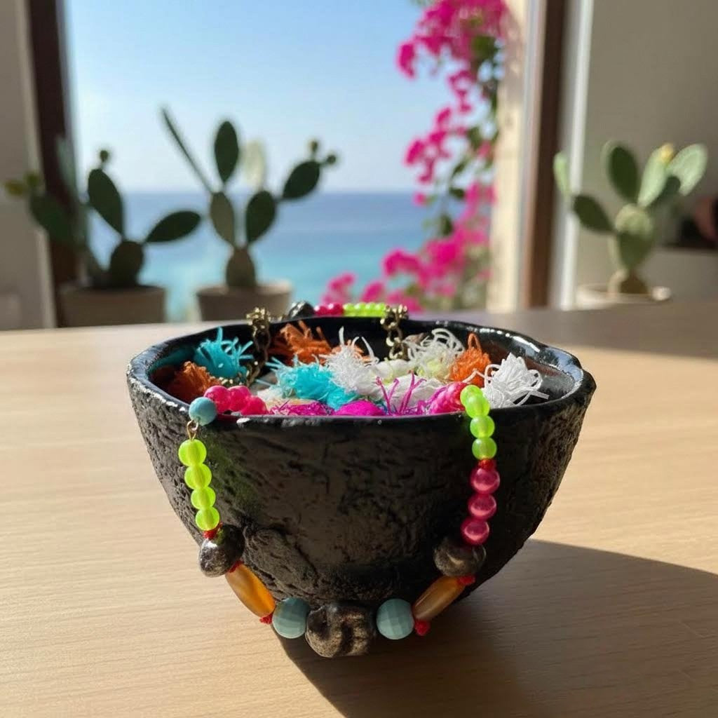 collana artigianale multicolr con ceramica Gueffus-phaniac