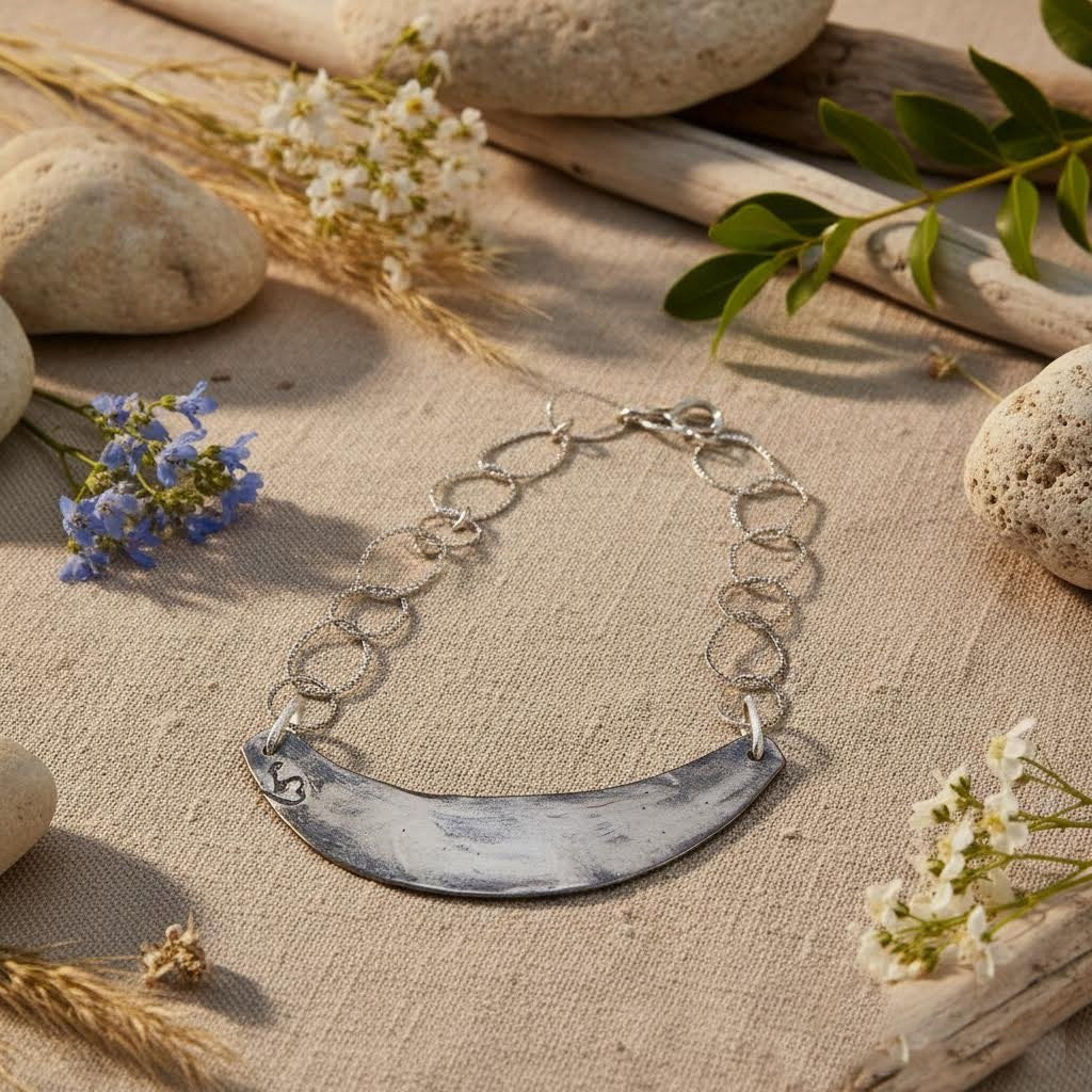 collier artigianale in ceramica e aciiaio algas-phaniac