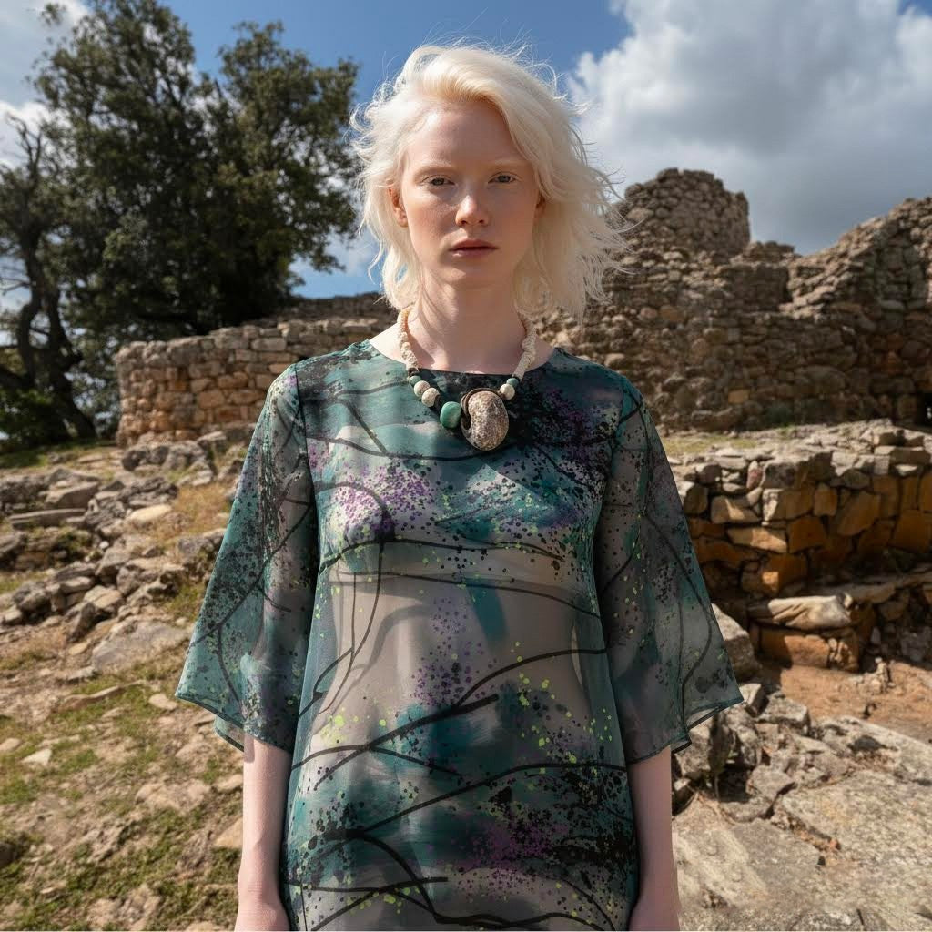 collana artigianale Nuraxadoni in corda, ceramica -Phaniac