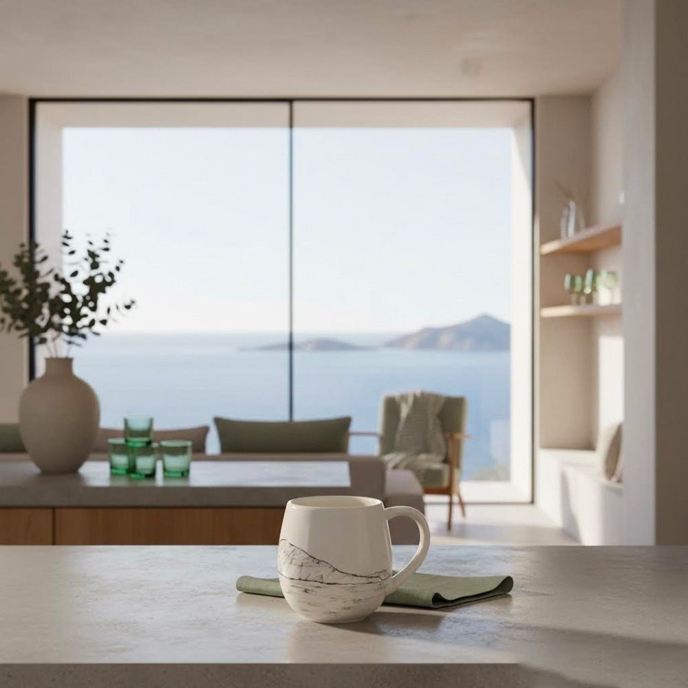 tazza artigianale in terraglia dipinta a mano -capo caccia- alghero