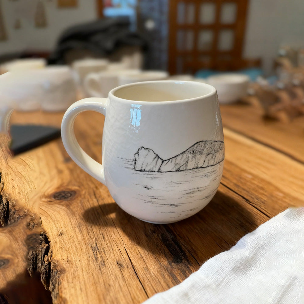tazza artigianale in terraglia dipinta a mano capo caccia-alghero