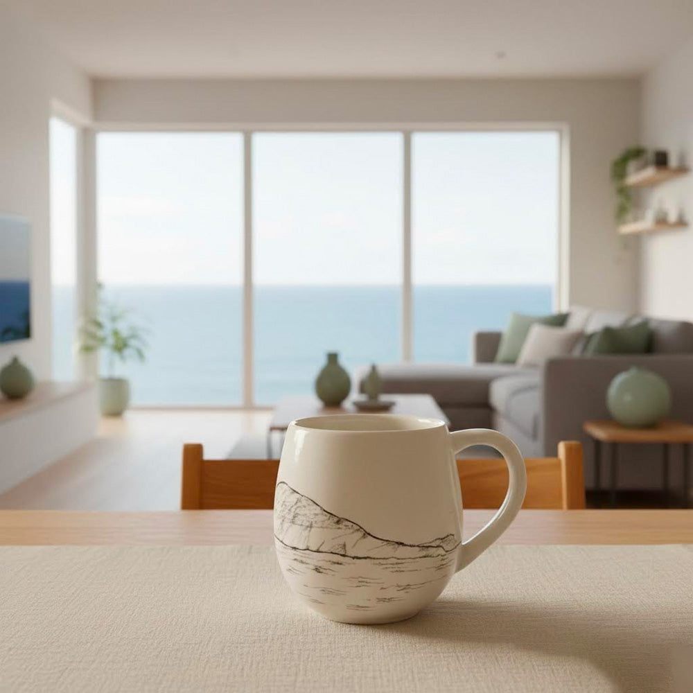 tazza artigianale in terraglia dipinta. a mano -capo caccia-alghero