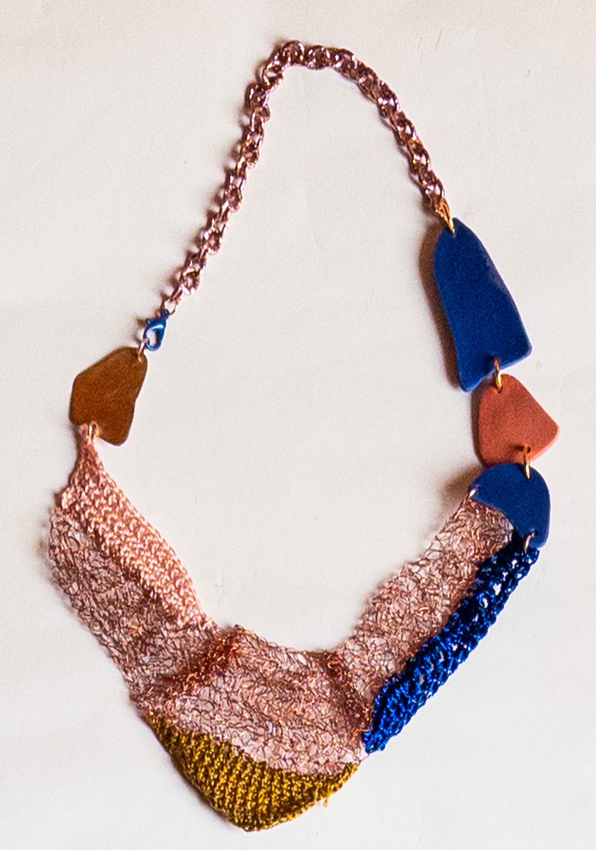 collana filus Grecale artigianale in crochet rame e viscosa- phaniac
