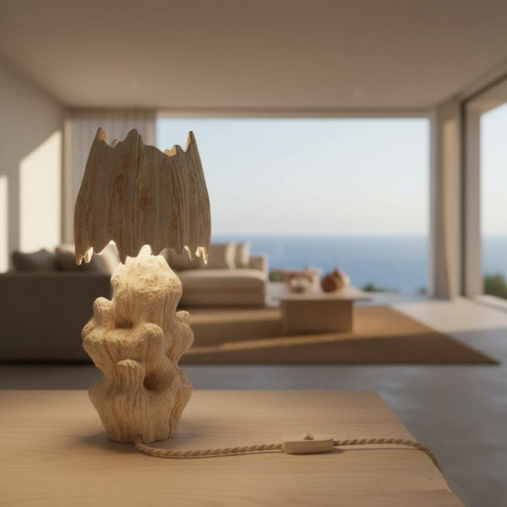 Lampada da tavolo scultura Neptune in gres