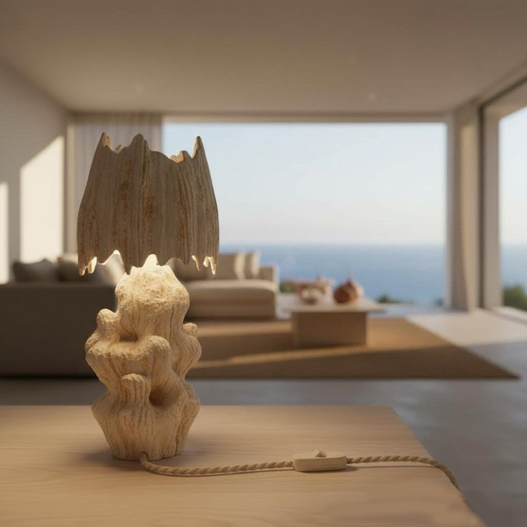Lampada da tavolo scultura Neptune in gres