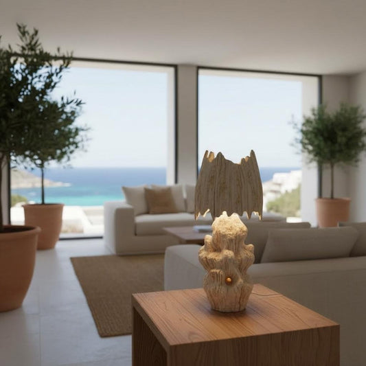 Lampada da tavolo scultura Neptune in gres