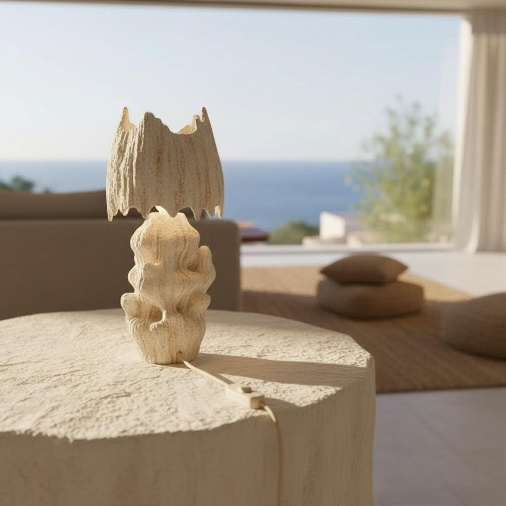 Lampada da tavolo scultura Neptune in gres