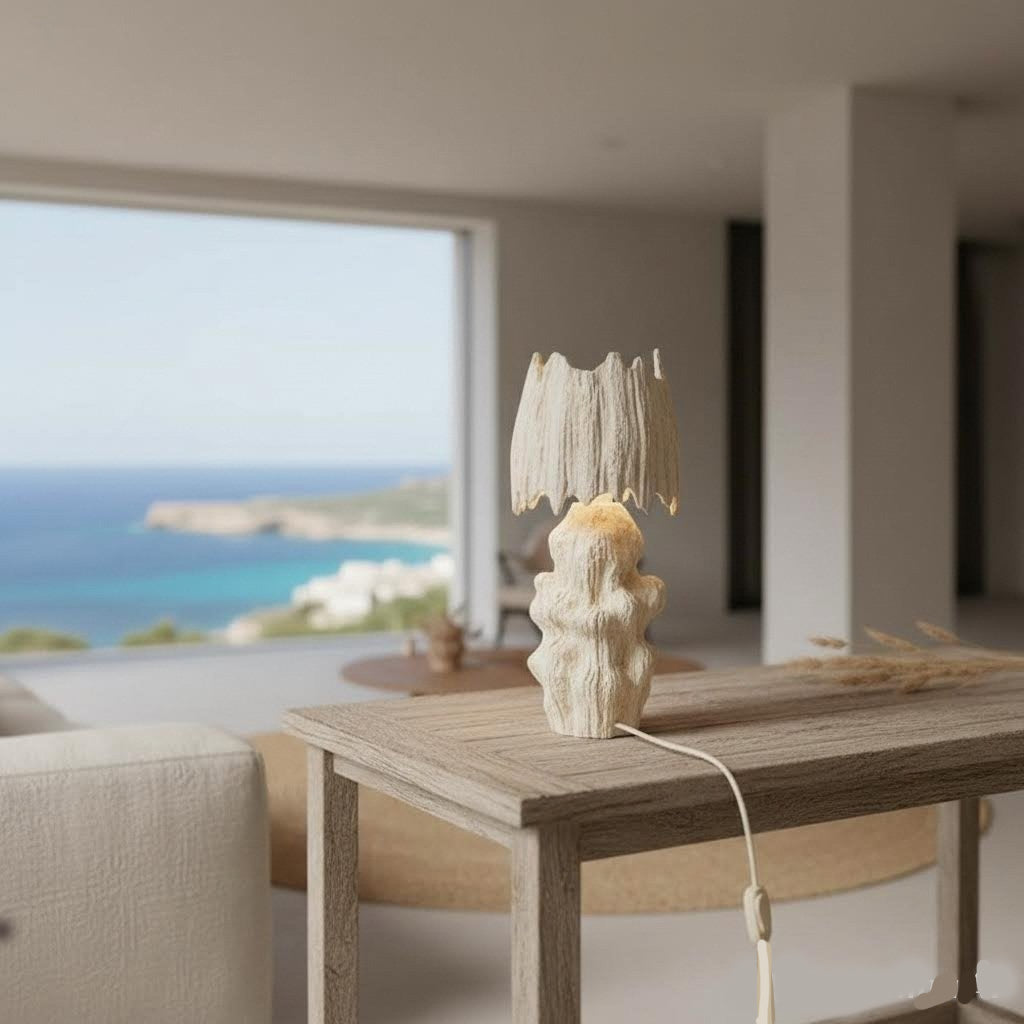 Lampada da tavolo scultura Neptune in gres