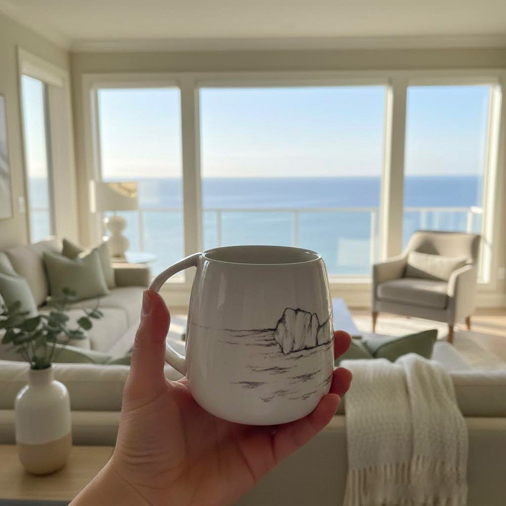 Tazza artigianale dipinta a mano-Capo Caccia-Alghero