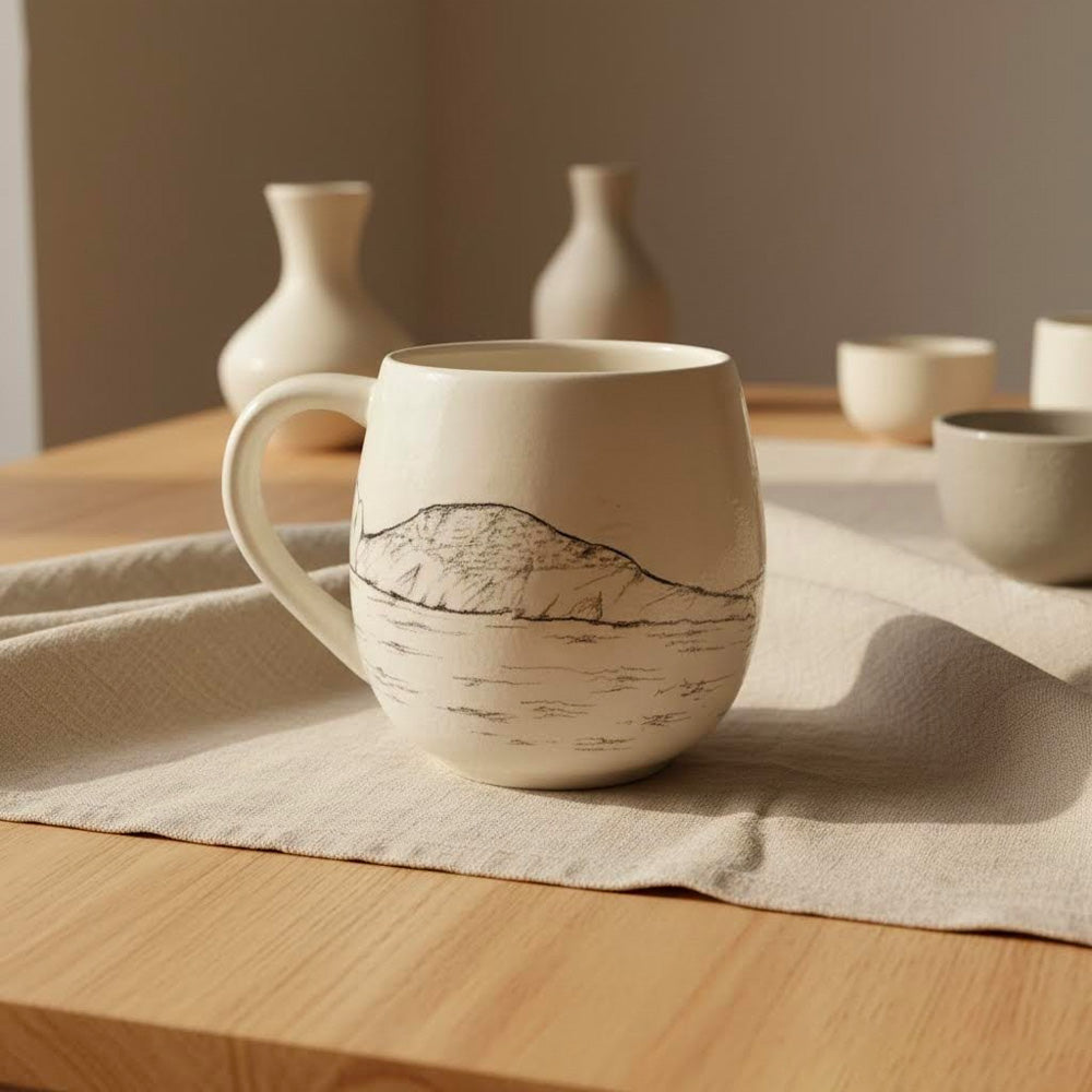 tazza artigianale in terraglia dipinta a mano -capo caccia-alghero