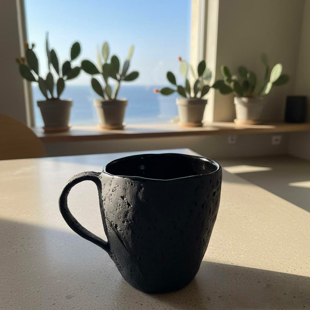 Perda Niedda- Tazza Mug artigianale in ceramica nera