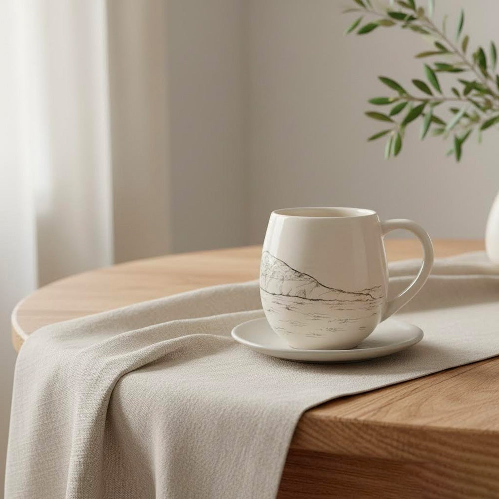 tazza artigianale in terraglia dipinta a mano- capo caccia- alghero