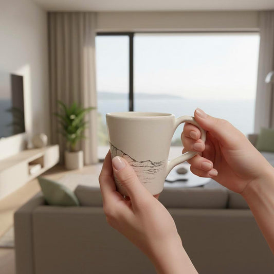 tazza artigianale dipinta a mano-capo caccia-alghero