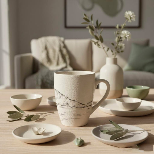 tazza artigianale in terraglia dipinta a mano-capo caccia-alghero