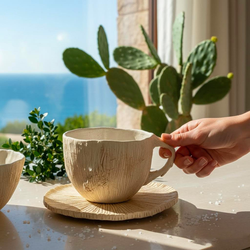 Neptune- tazza scultura artigianale in gres