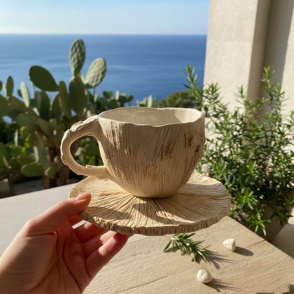 Neptune- tazza scultura artigianale in gres