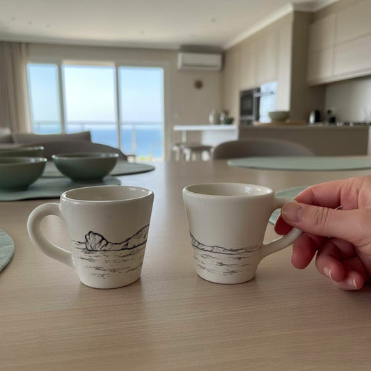 tazzina da caffe' artigianale dipinta a mano-capo Caccia- Alghero