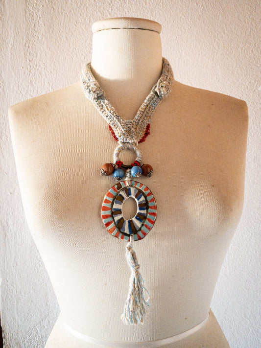 Wa.Reblu' Necklace -Collana con medaglione in ceramica - PhaniaC